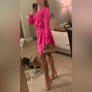 Skies are Blue hot pink satin blazer dress